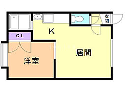 シャトレーヌ 1LDKの間取図画像