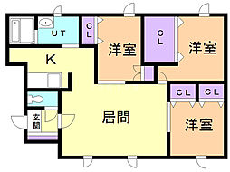 友夢3 3LDKの間取図画像