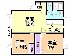 ノースビレッジ 2LDKの間取図画像