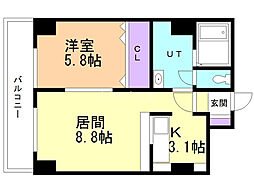 ルシェル常盤 1LDKの間取図画像