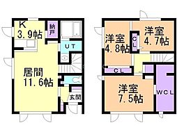 パークハイム2 3LDKの間取図画像