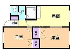大雪スカイコーポ 2DKの間取図画像