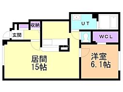 フリシュA 1LDKの間取図画像
