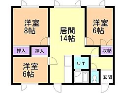ヒガシハイツ 3LDKの間取図画像