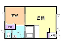 youトピアルピナス 1DKの間取図画像