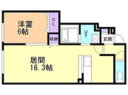 アティード 1LDKの間取図画像