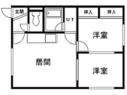 豊岡10.10ハイツ 2DKの間取図画像