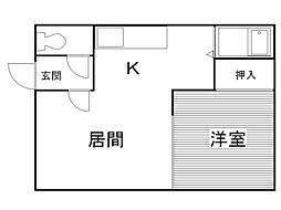 高橋ハイツ 1LDKの間取図画像