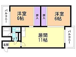 114池尻マンション 2LDKの間取図画像