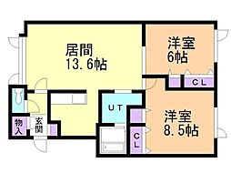 アール 2LDKの間取図画像
