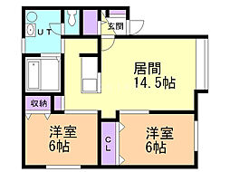 プレミア1 2LDKの間取図画像