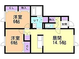 グランコーポ開本B 2LDKの間取図画像