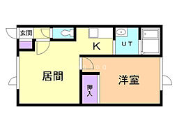 グリーンハイツシマダ1 1LDKの間取図画像