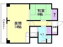 三河屋ビル 1LDKの間取図画像