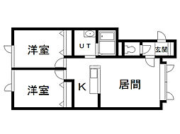 カームハウス 2LDKの間取図画像