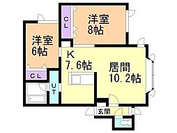 ワイステラ 2LDKの間取図画像