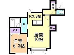 ファミリアB 1LDKの間取図画像