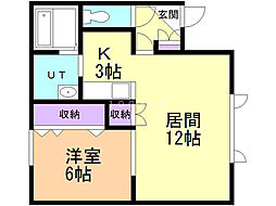 グランビュー神楽 1LDKの間取図画像