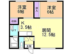 プリンスマンションD 2LDKの間取図画像