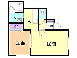 マンションビー・ブラッド1 1LDKの間取図画像