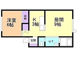 R&M3 1LDKの間取図画像