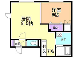ブルーム2 1LDKの間取図画像