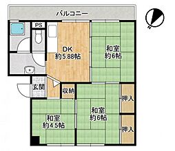 新北野コーポB棟 3DKの間取図画像