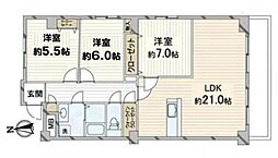 メゾン第2新大阪 3LDKの間取図画像