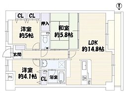サンメゾン若江岩田 3LDKの間取図画像