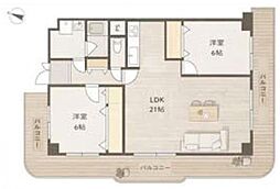 野中北スカイハイツ 2LDKの間取図画像