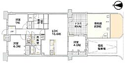 セレッソコート八戸ノ里ハートランドサウスビュー 4LDKの間取図画像