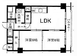 シャンボール第2新大阪 2LDKの間取図画像