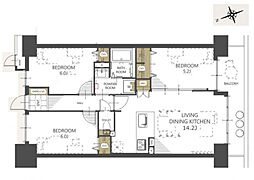 コスモ東石切さくら坂 3LDKの間取図画像