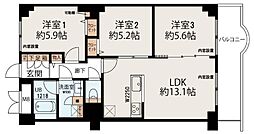 ハイツ新森小路 3LDKの間取図画像