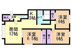 ルピナスA 3LDKの間取図画像