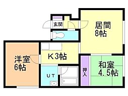 ほくしんコーポ 2LDKの間取図画像