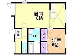 トムハイツ新富 1LDKの間取図画像