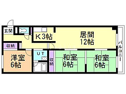 ラ・ジョワィユース忠和 3LDKの間取図画像