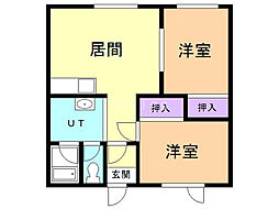 マンションみつうろこ 1階2LDKの間取り