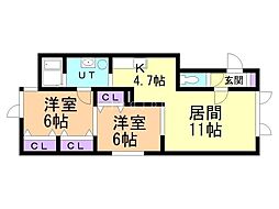 ウィステリア 2LDKの間取図画像