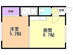インペリアル64 1DKの間取図画像