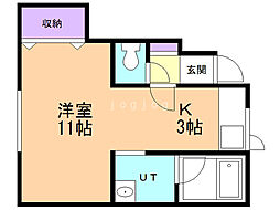 わかば1 1階1Kの間取り