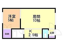 カサグレースB 1LDKの間取図画像