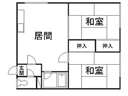 ハイツおおの 2LDKの間取図画像