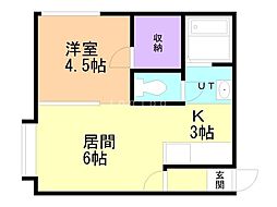 パールセント413 1LDKの間取図画像