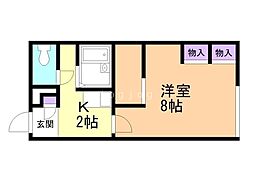 レオパレスソレイユB 1Kの間取図画像