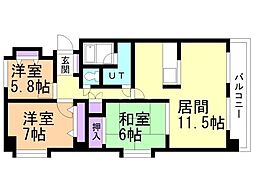 トーアパレス豊岡 3LDKの間取図画像