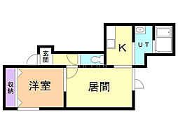 ピアコート・クレア 1LDKの間取図画像