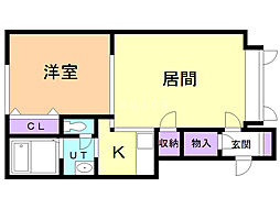 プレズィール豊岡A 1LDKの間取図画像
