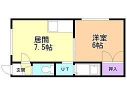 パレスラフォーレ 1DKの間取図画像